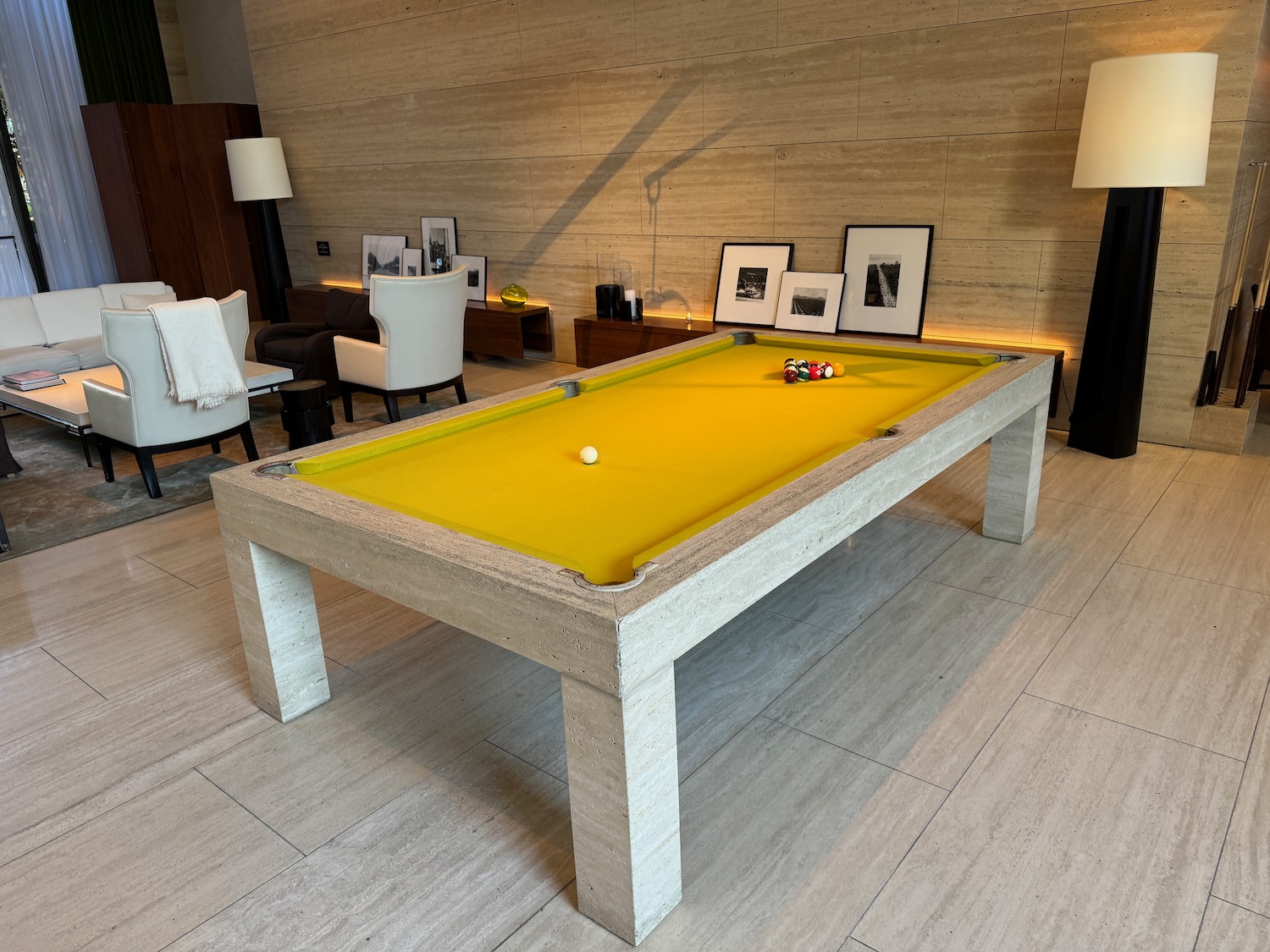 a pool table in a room