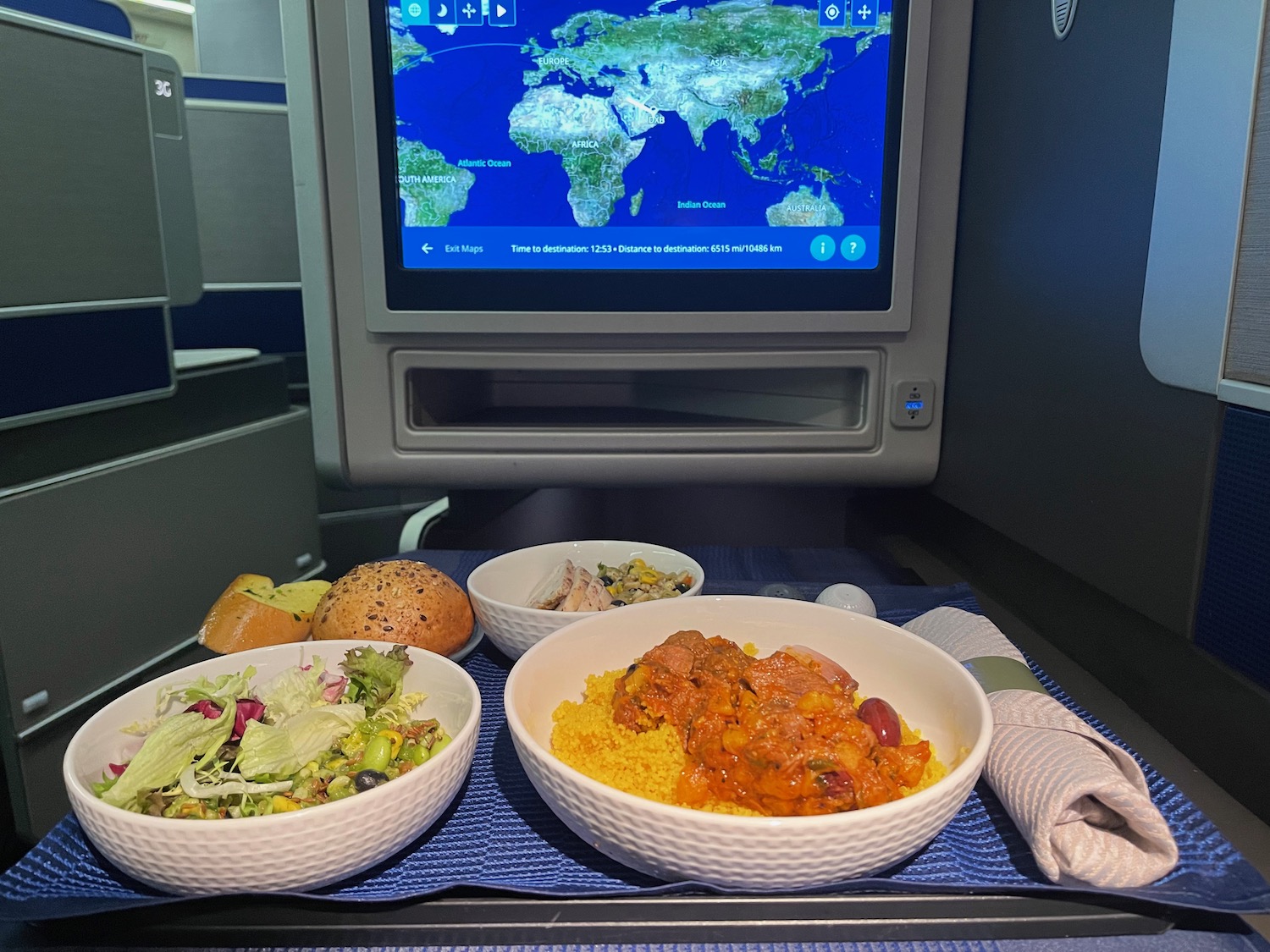 a plate of food on a tray