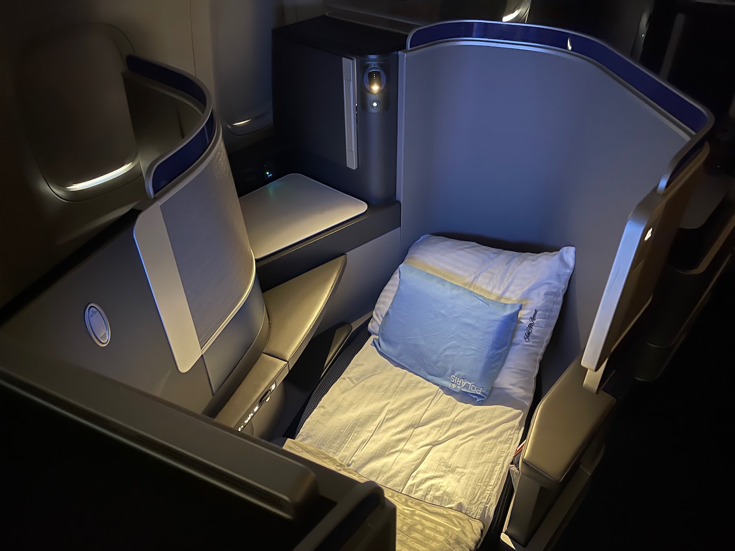 a bed in a plane