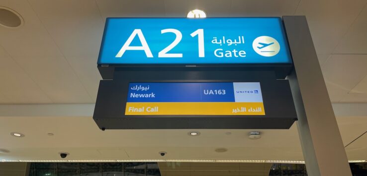 a sign in an airport