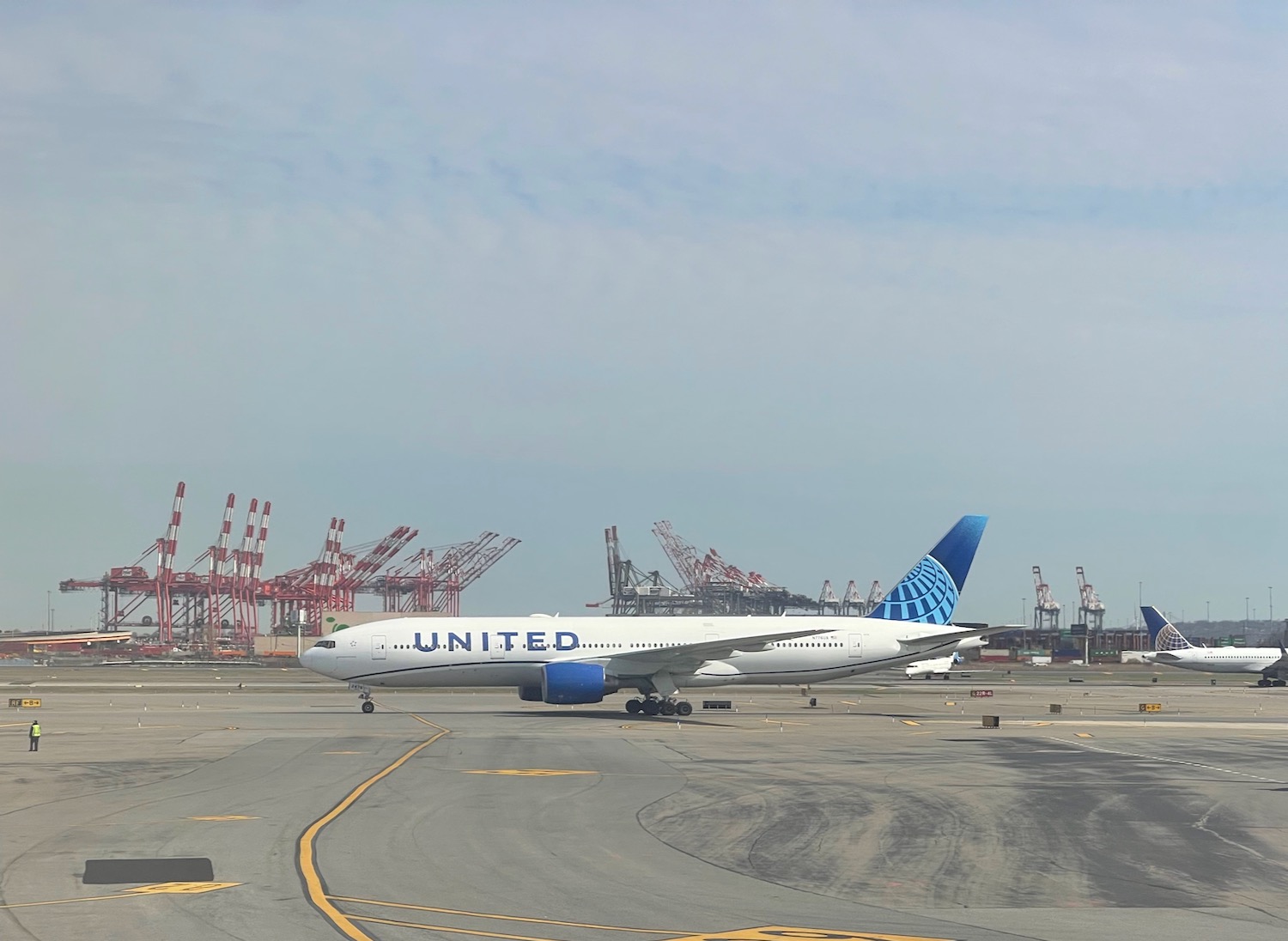 a plane on the runway