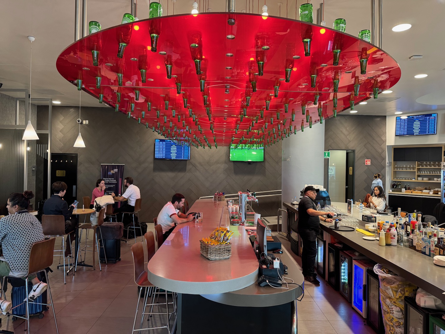 a group of people sitting at a bar