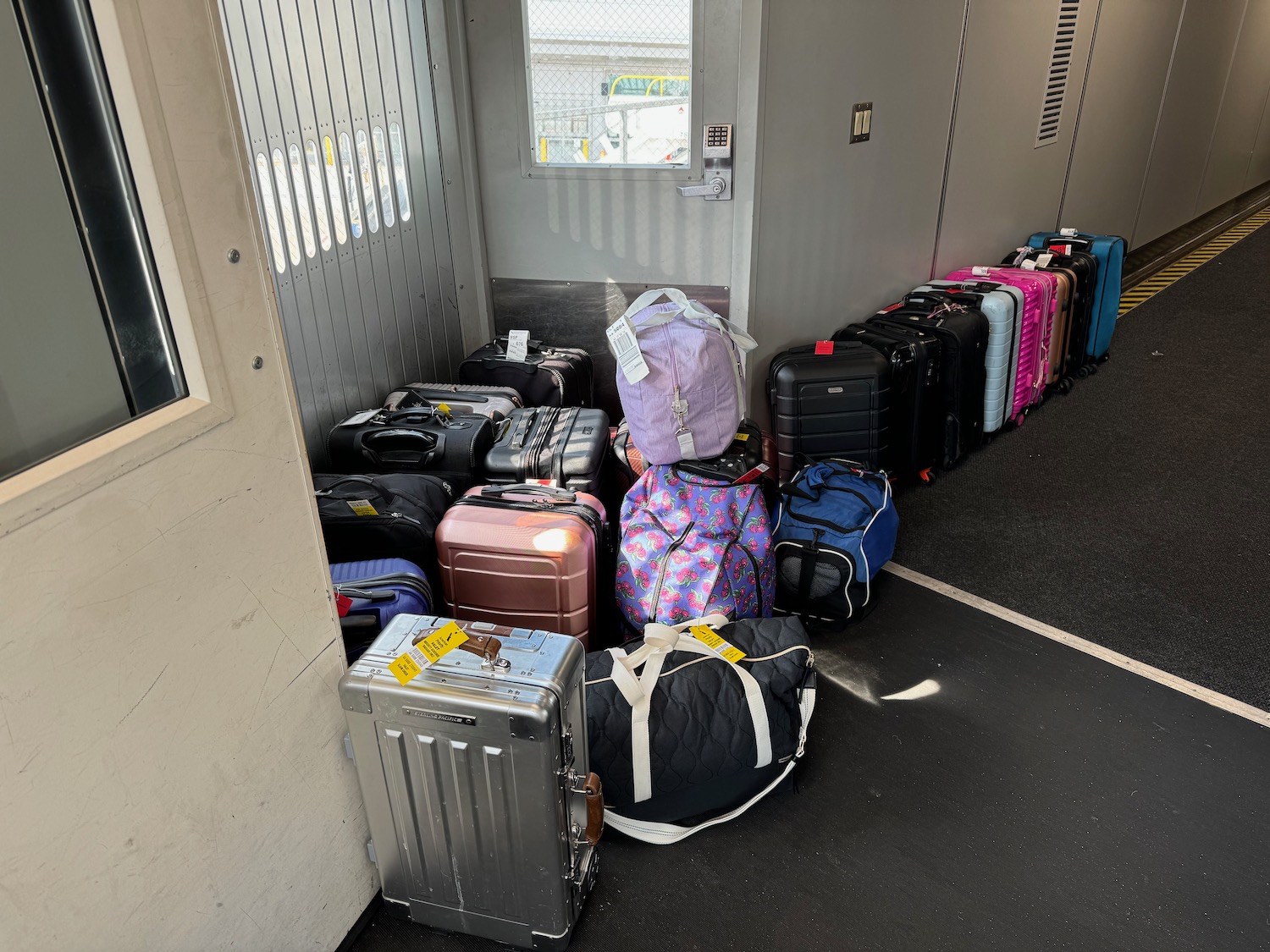 a group of luggage in a room