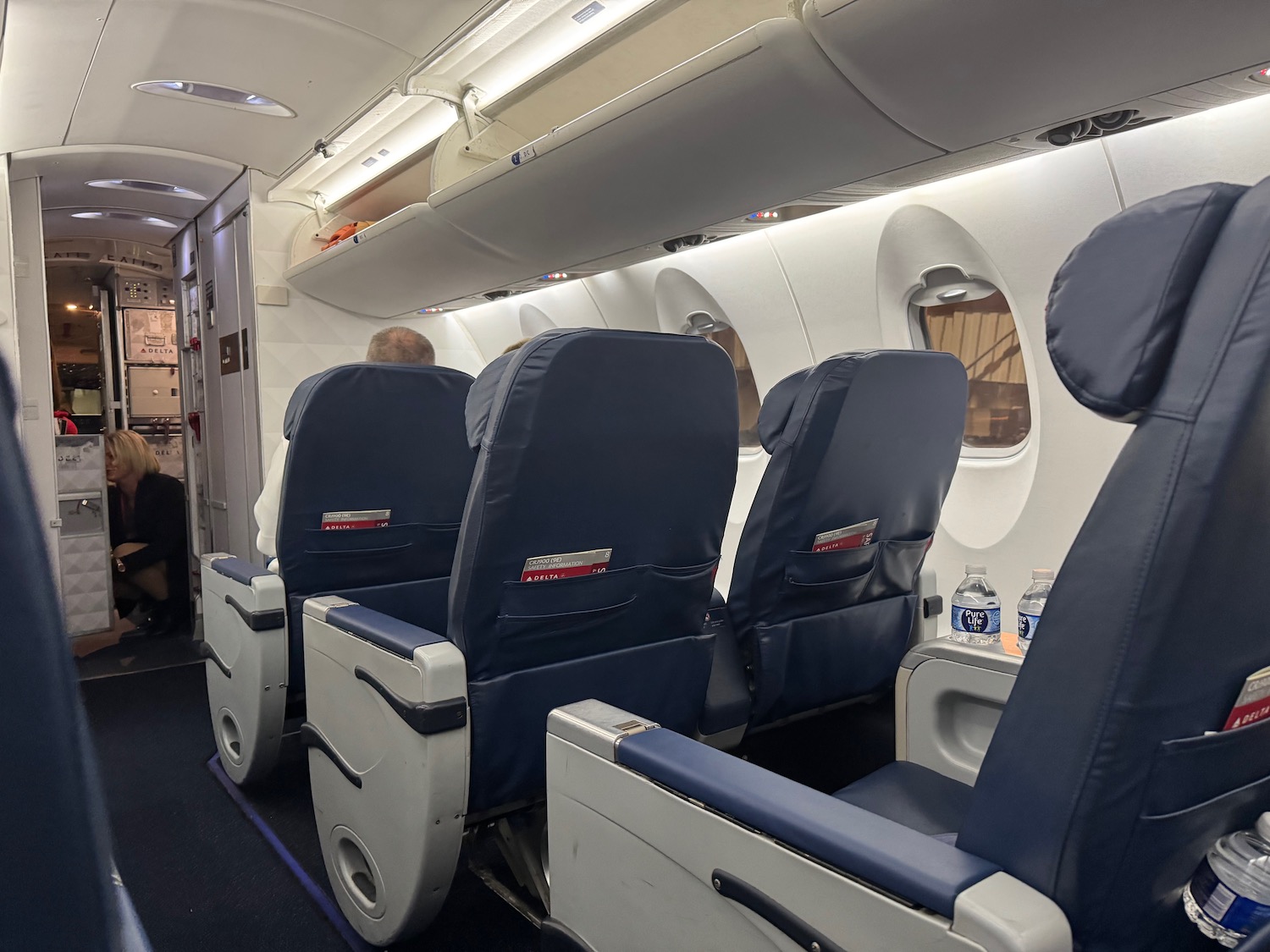 a row of seats in an airplane