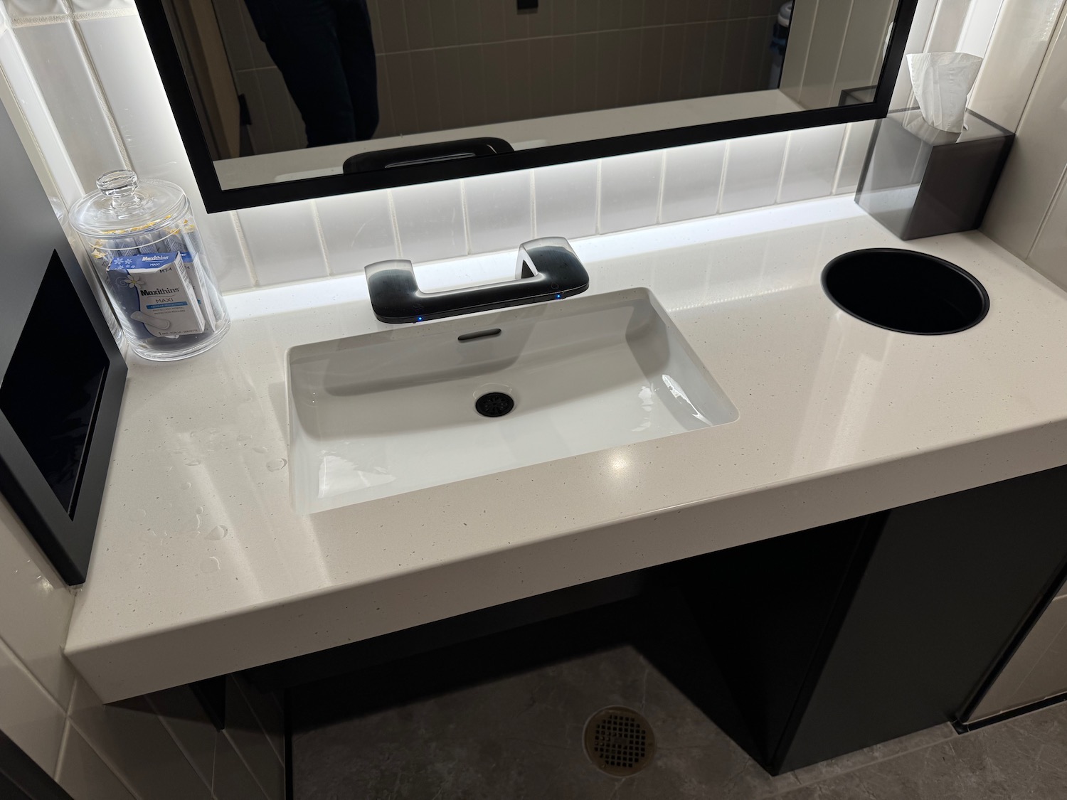 a sink and a mirror