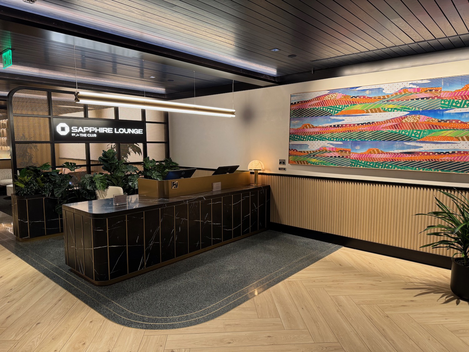 a reception desk in a lobby