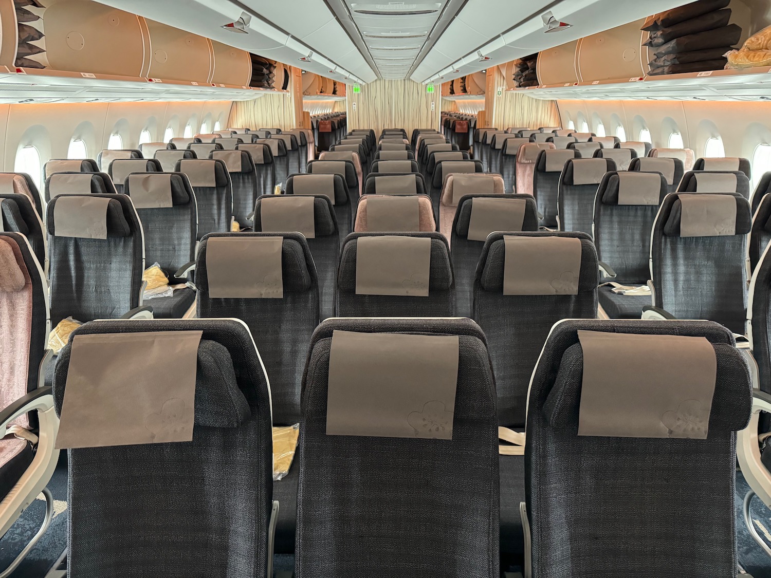 a row of seats in an airplane