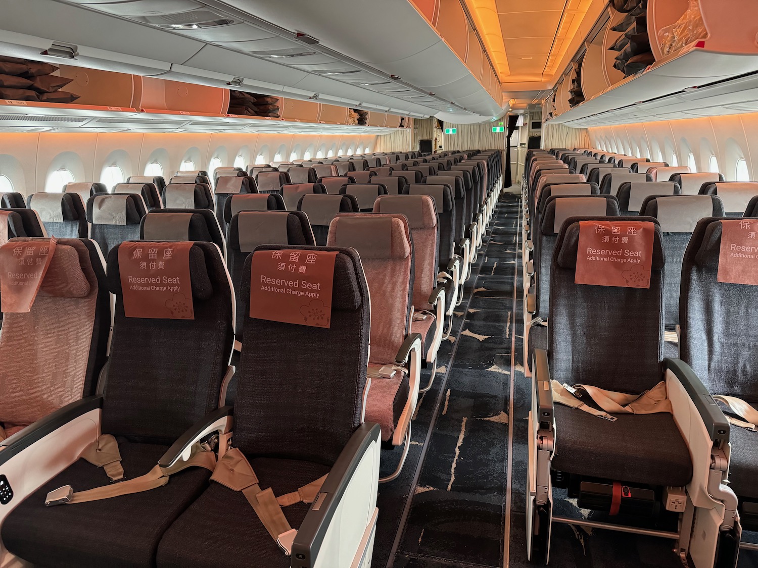 a row of seats in an airplane