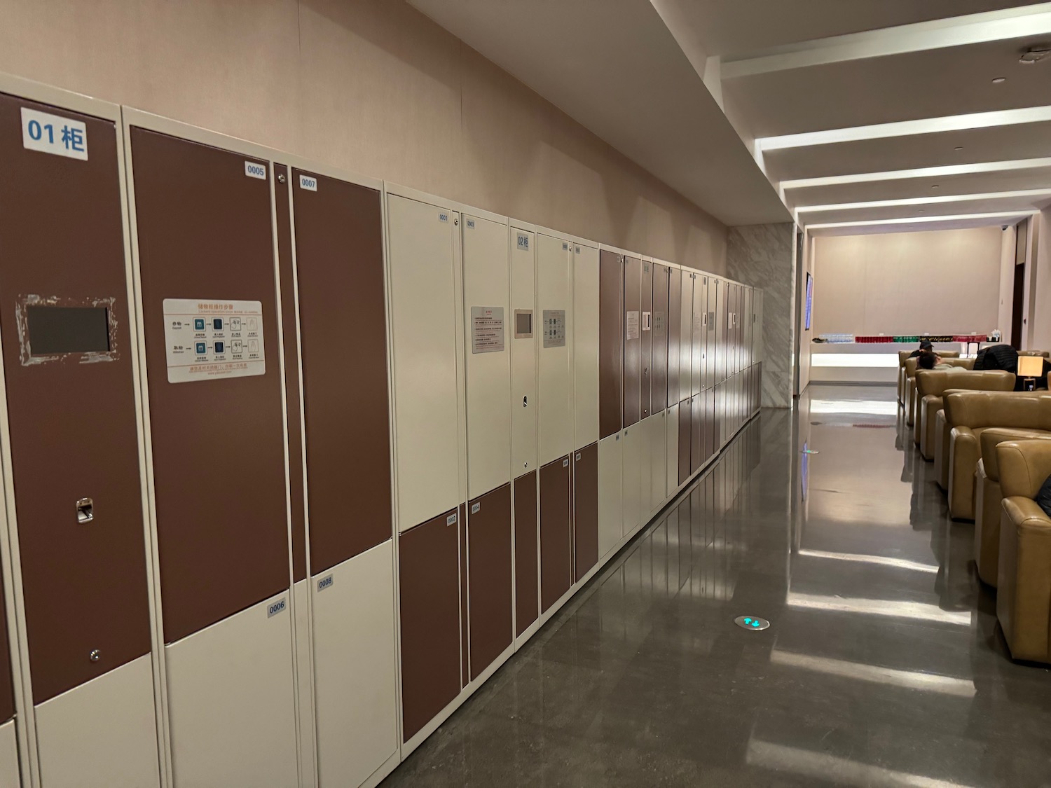 a row of lockers in a hallway