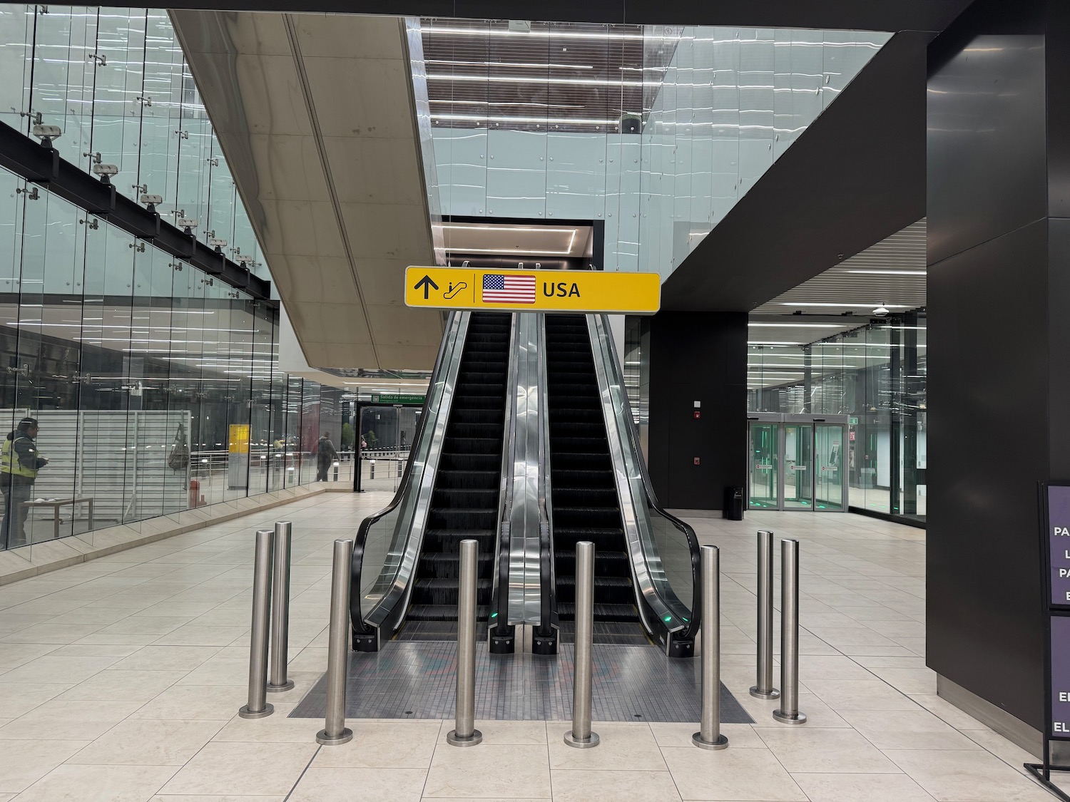 an escalator in a building