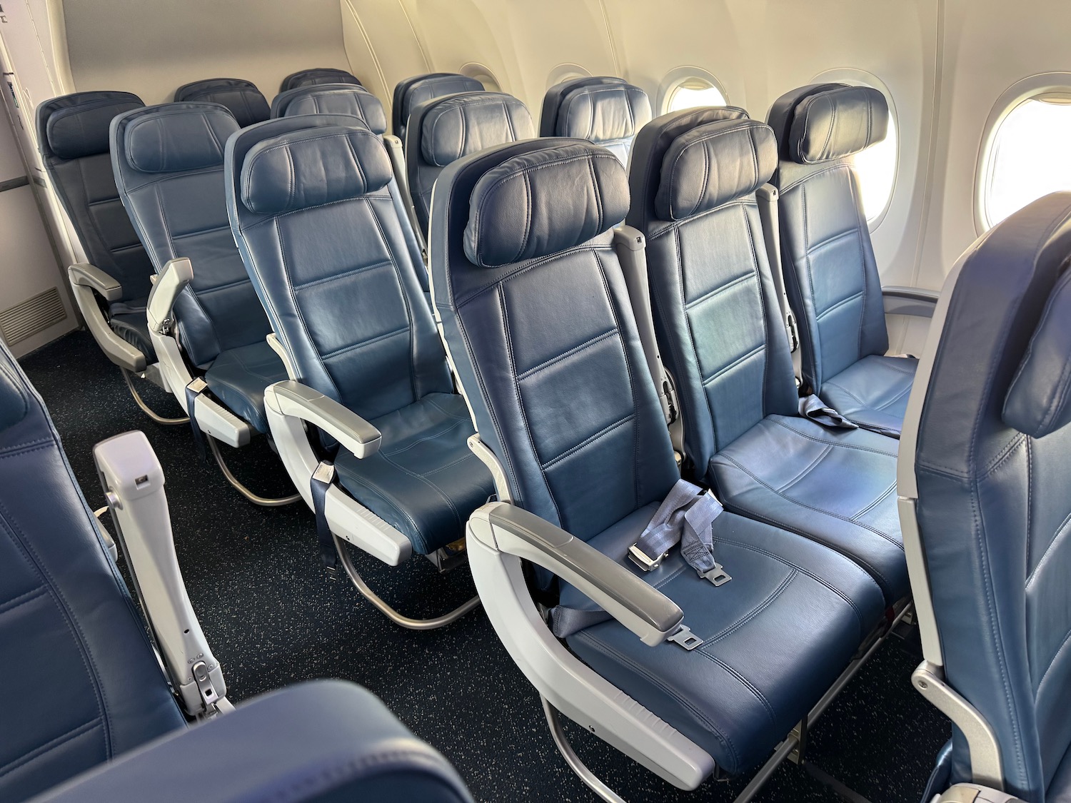 a row of seats in an airplane