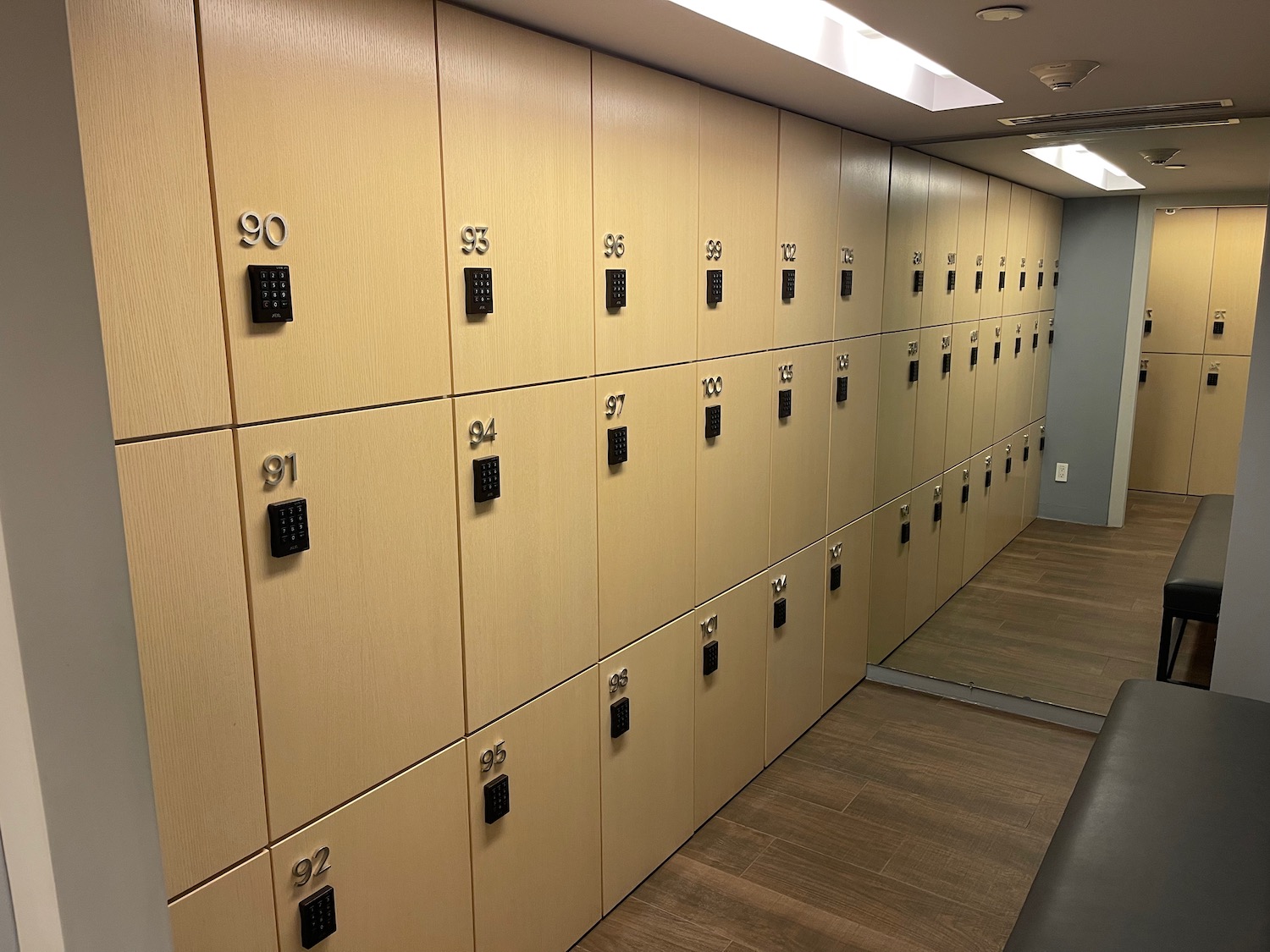 a row of lockers with numbers