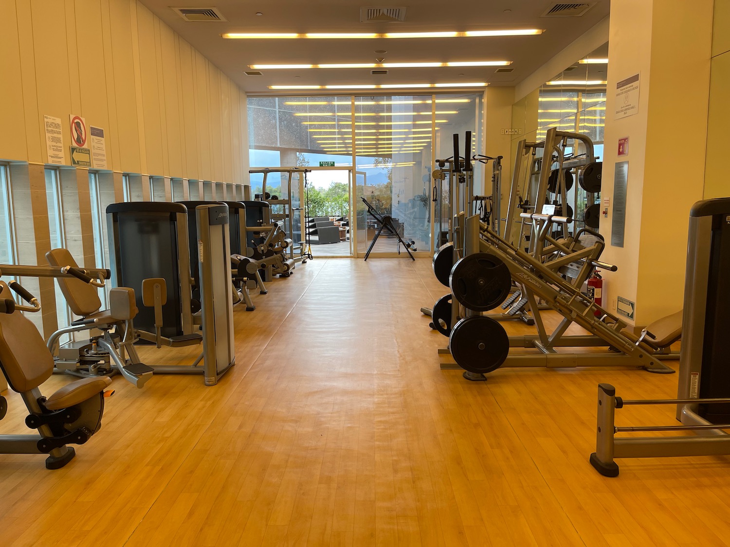 a room with gym equipment