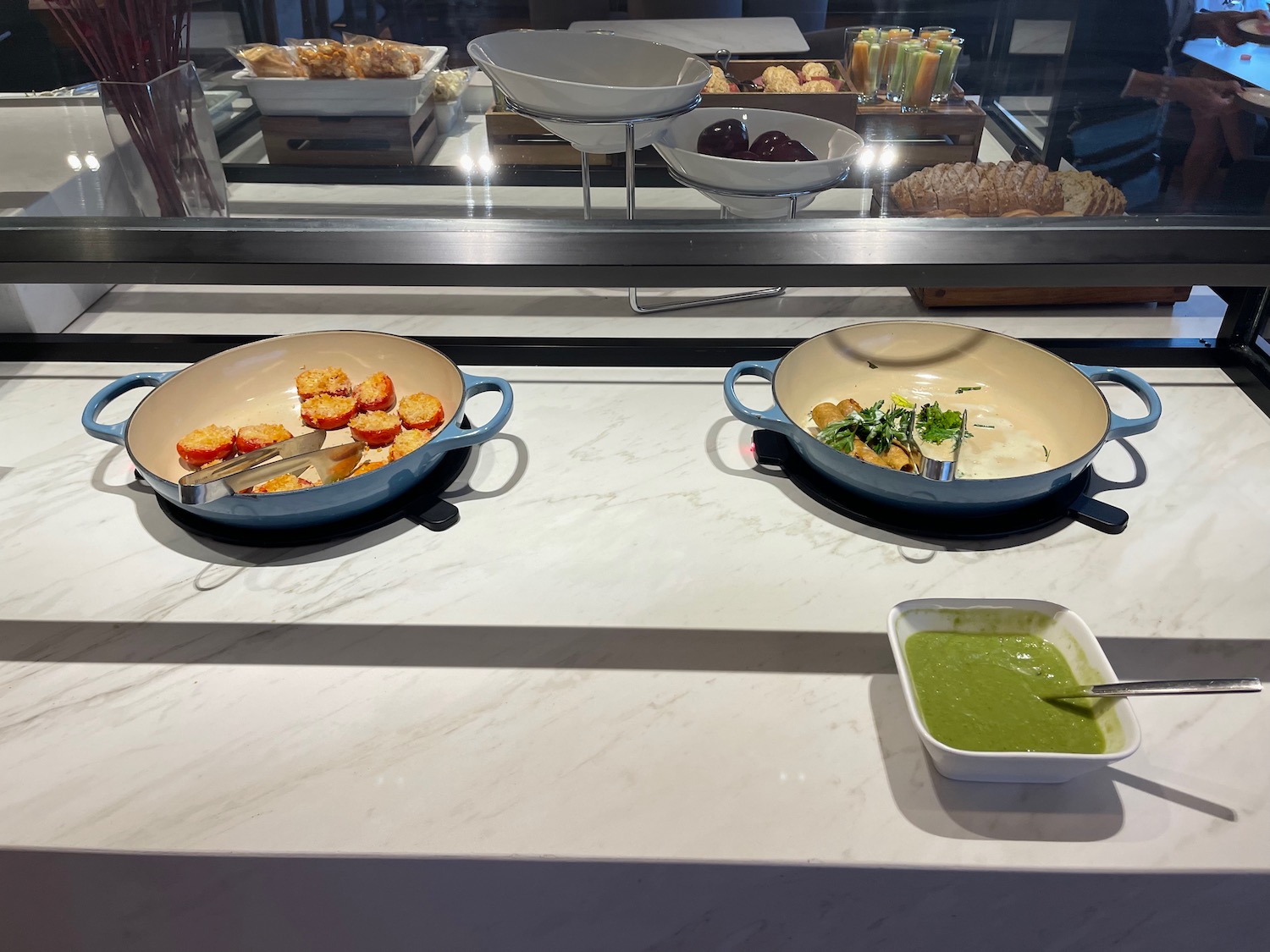 a table with food in bowls