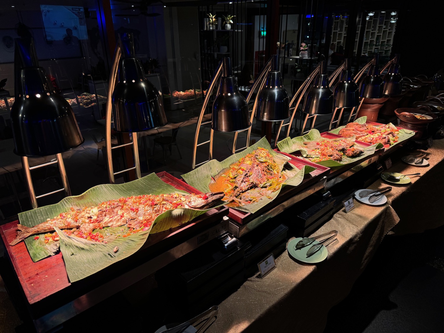 a row of food on a table