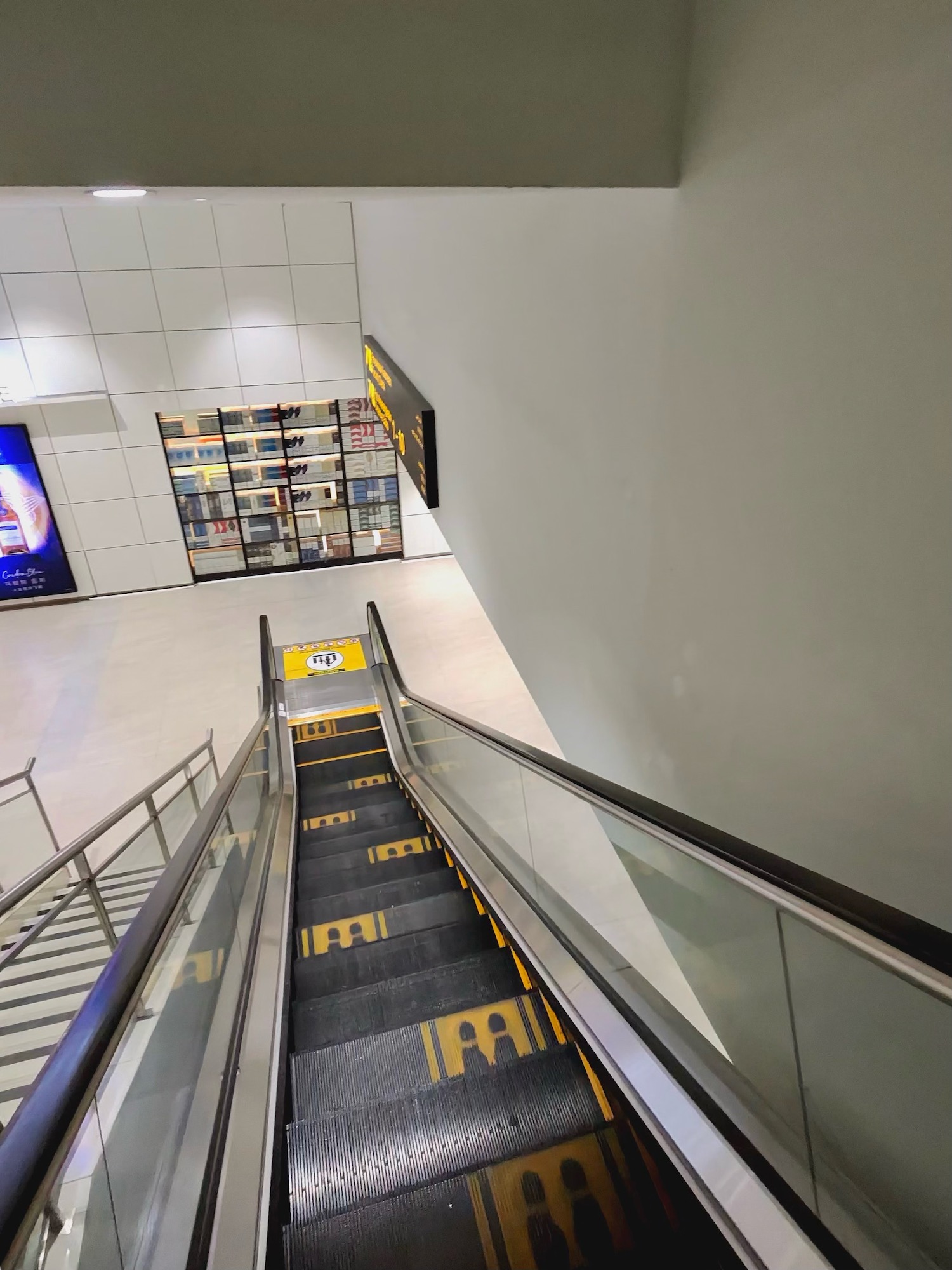 an escalator in a building