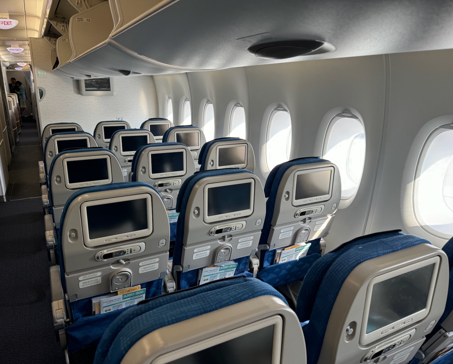 a row of seats in an airplane