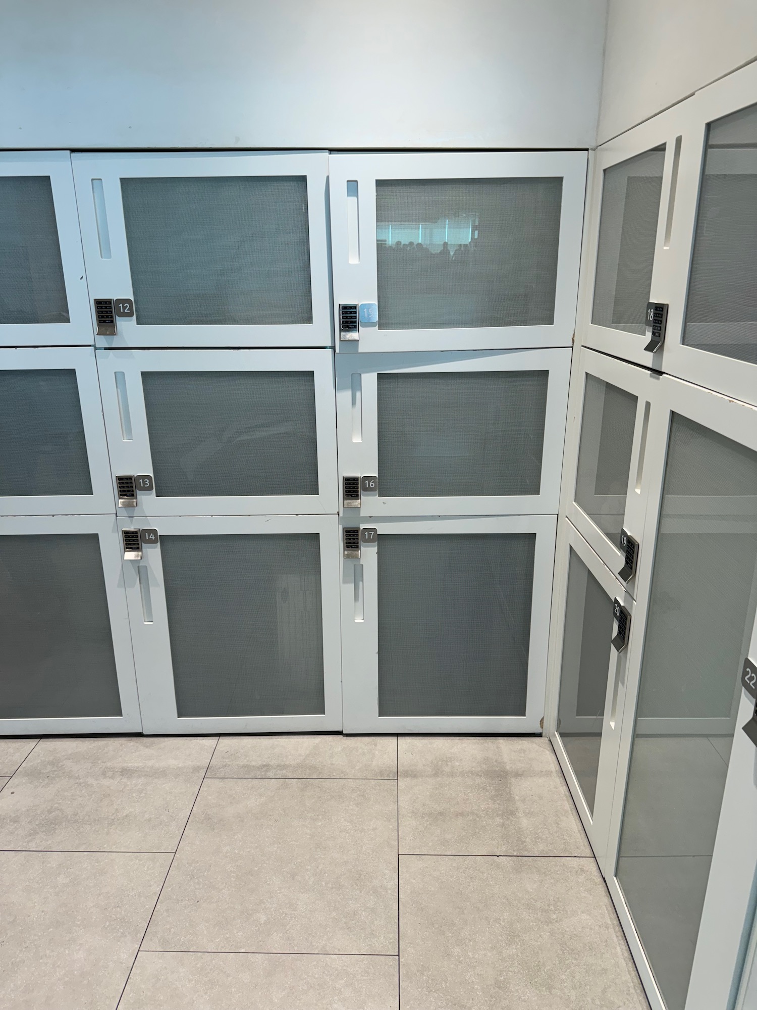 a group of white lockers