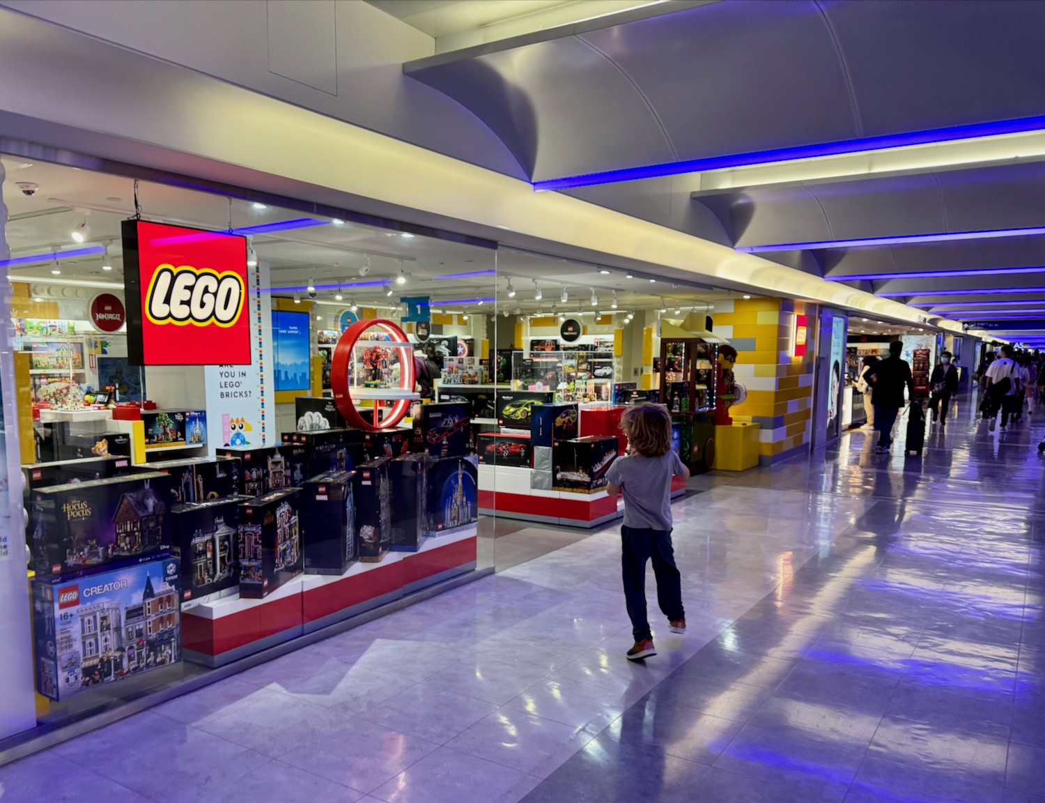 a child walking in a store