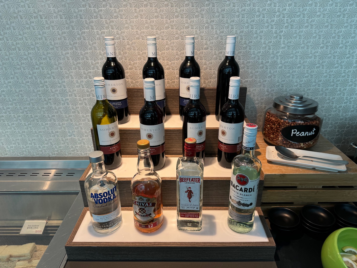 a group of bottles of alcohol on a table