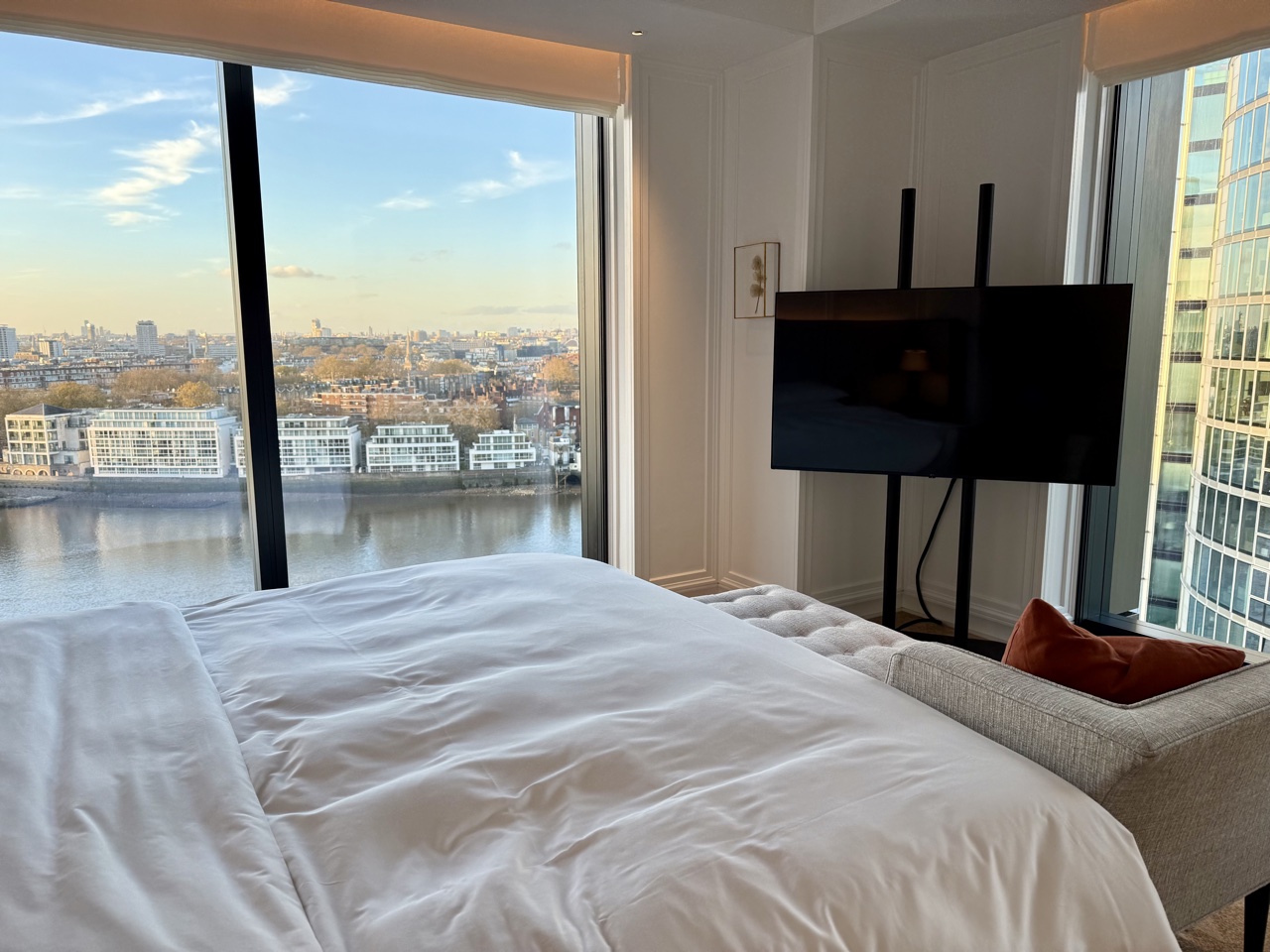 Park Hyatt London River Thames Park Suite River View Deluxe bedroom view