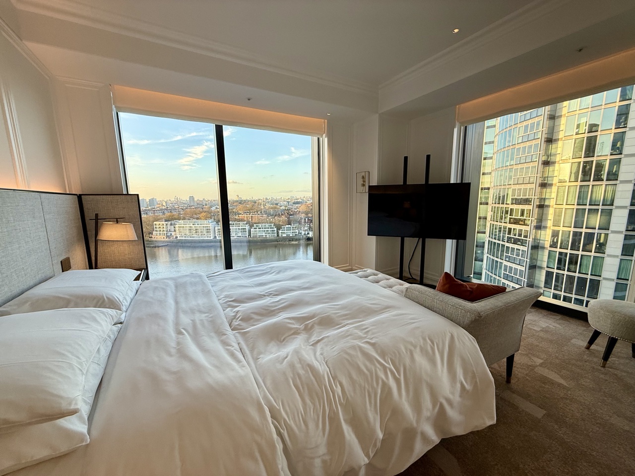 Park Hyatt London River Thames Park Suite River View Deluxe bedroom wide