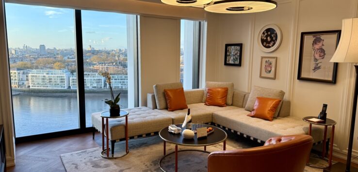 Park Hyatt London River Thames Park Suite River View Deluxe living room angle