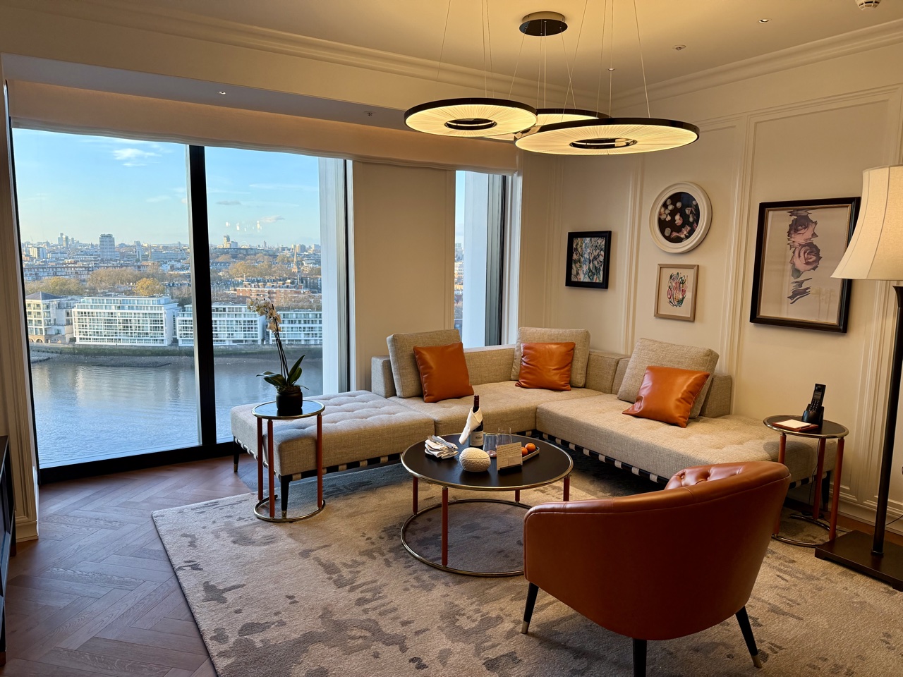 Park Hyatt London River Thames Park Suite River View Deluxe living room angle