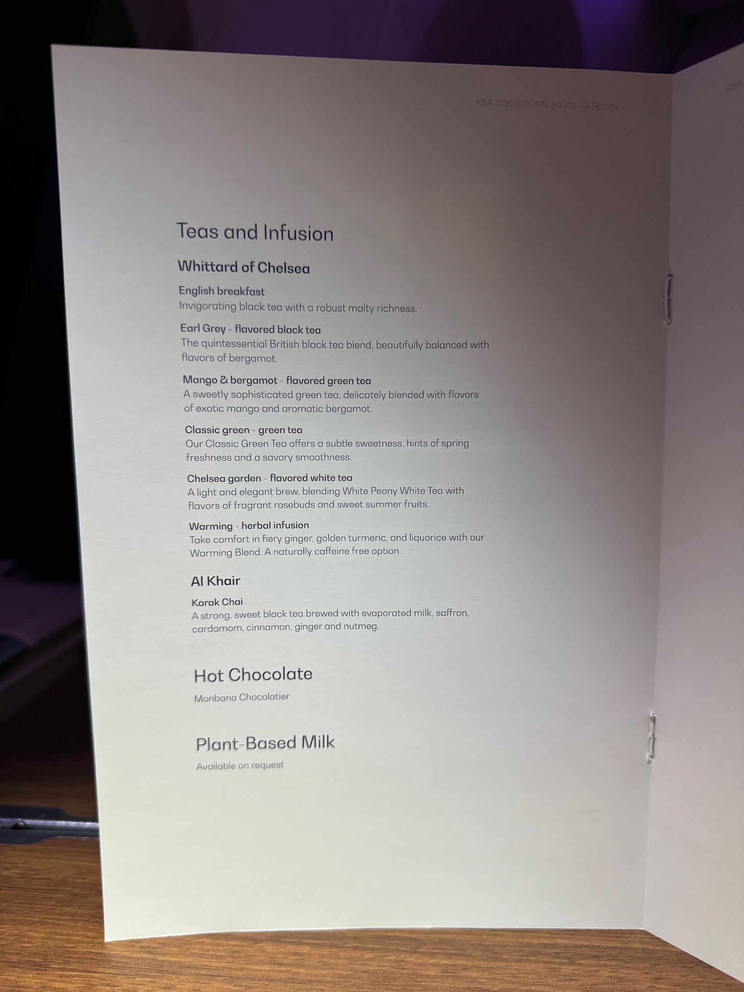 a menu of a restaurant