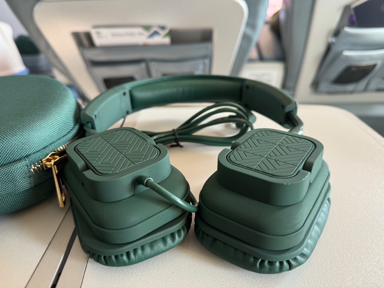 a pair of green headphones