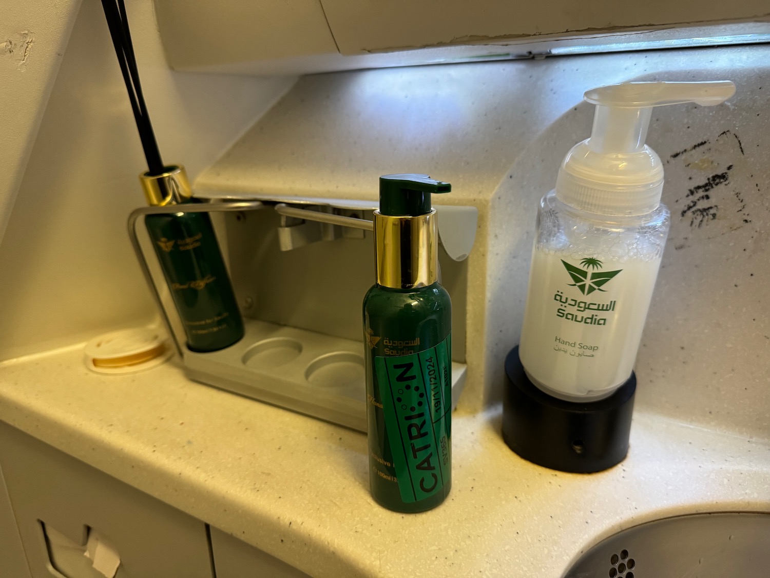 a group of bottles on a counter