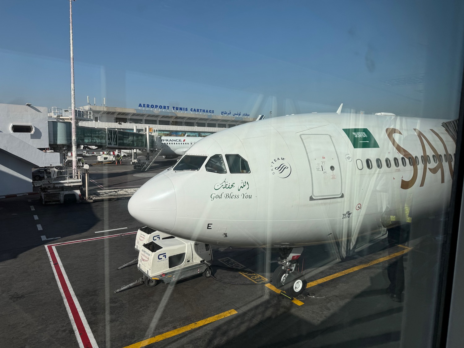 a plane parked at an airport