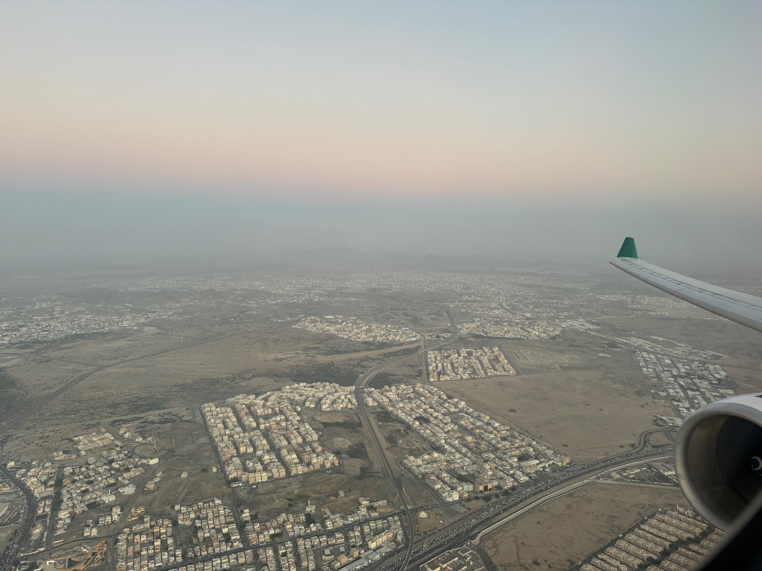 an airplane wing in the air