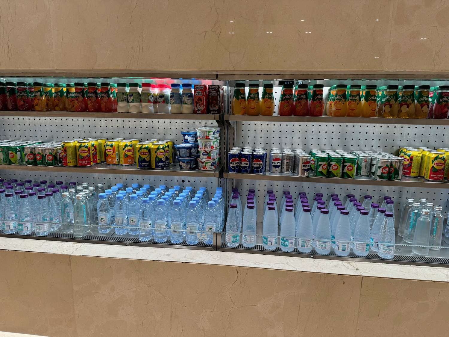 shelves of beverages on shelves