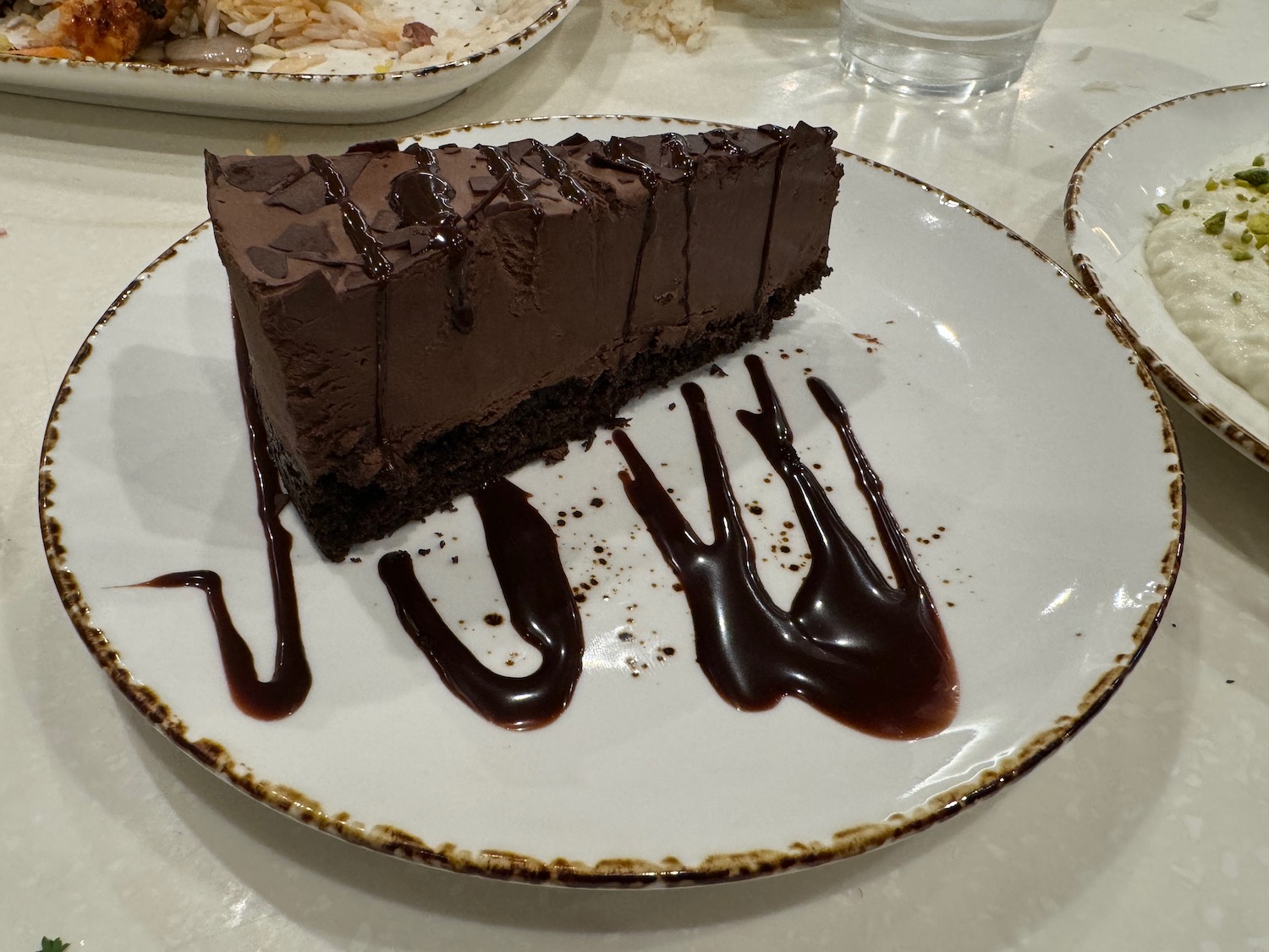 a slice of chocolate cake on a plate