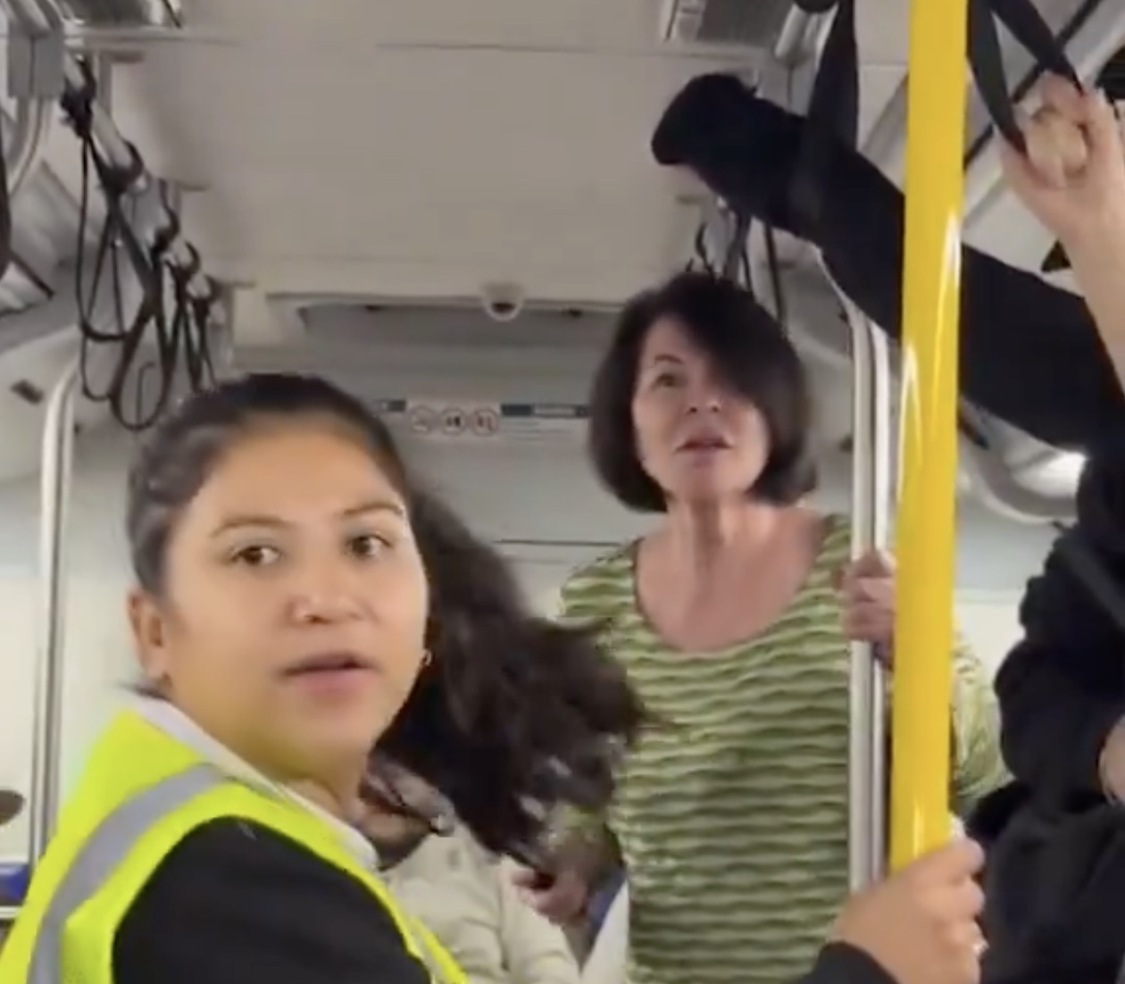 a group of people on a bus