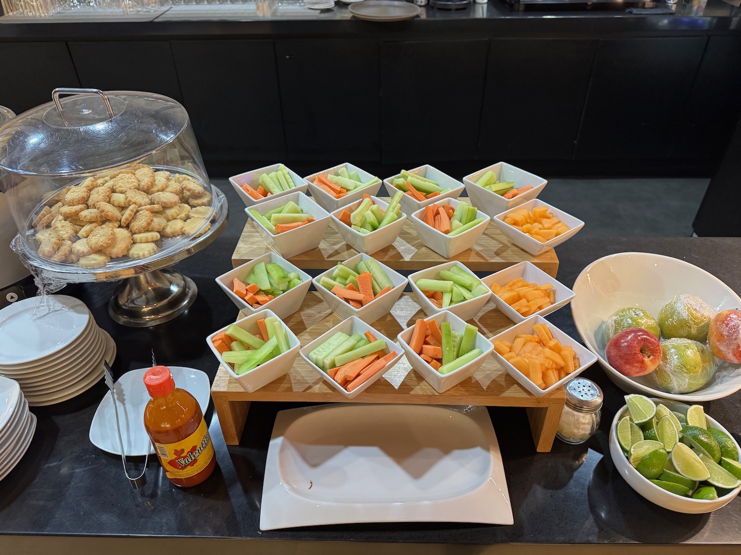 a table with different food items