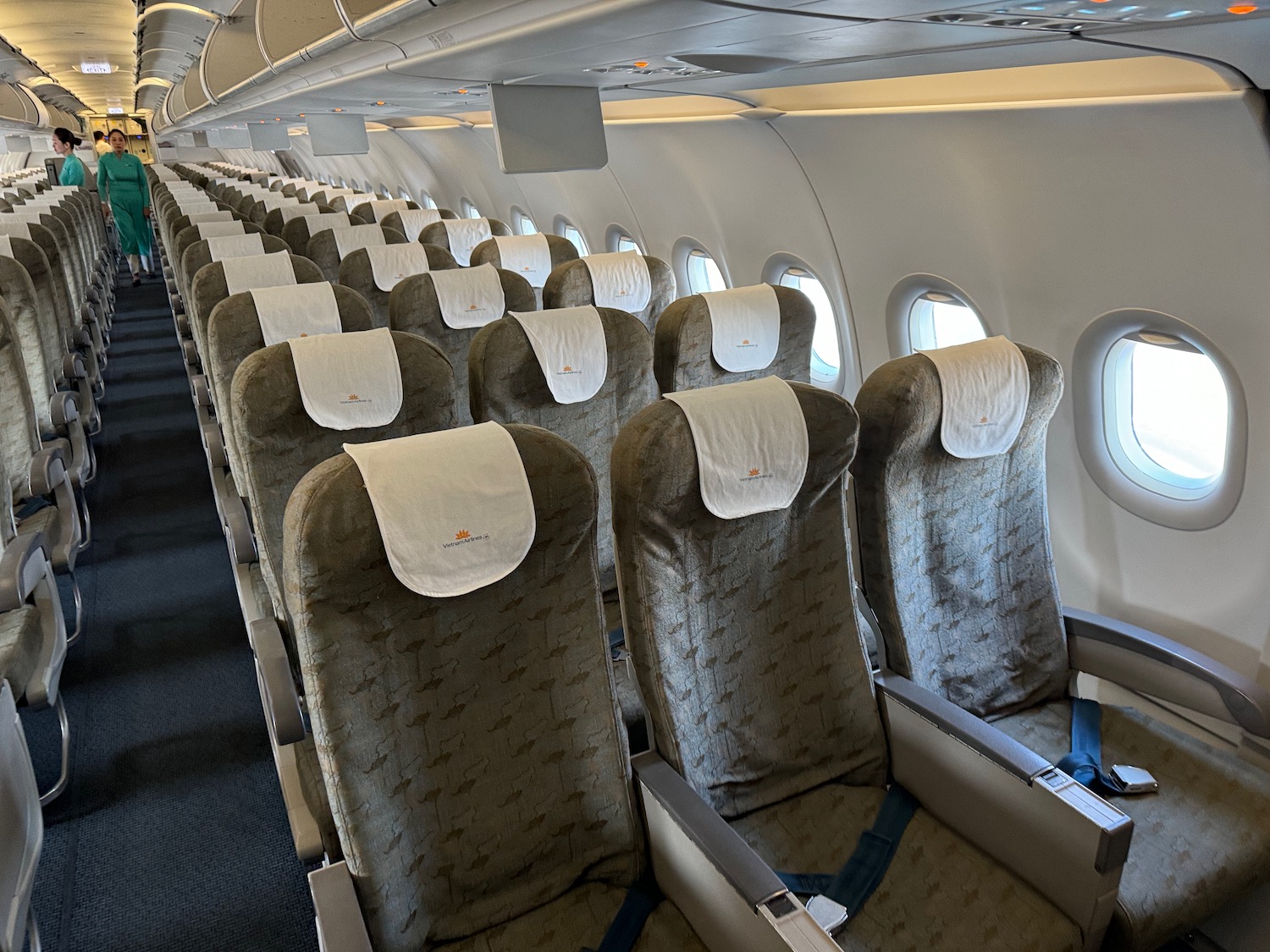 a row of seats on an airplane