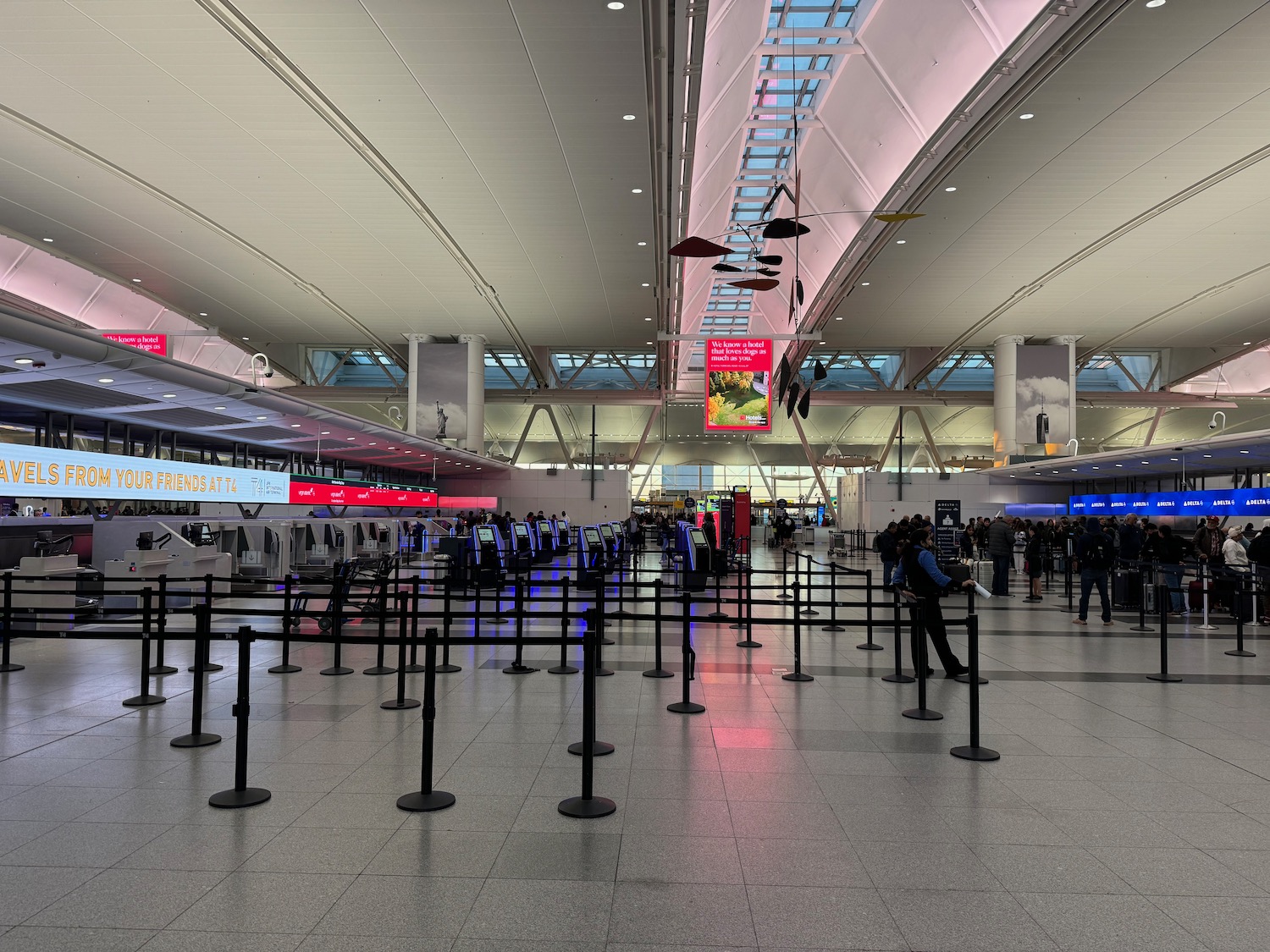 a group of people in an airport