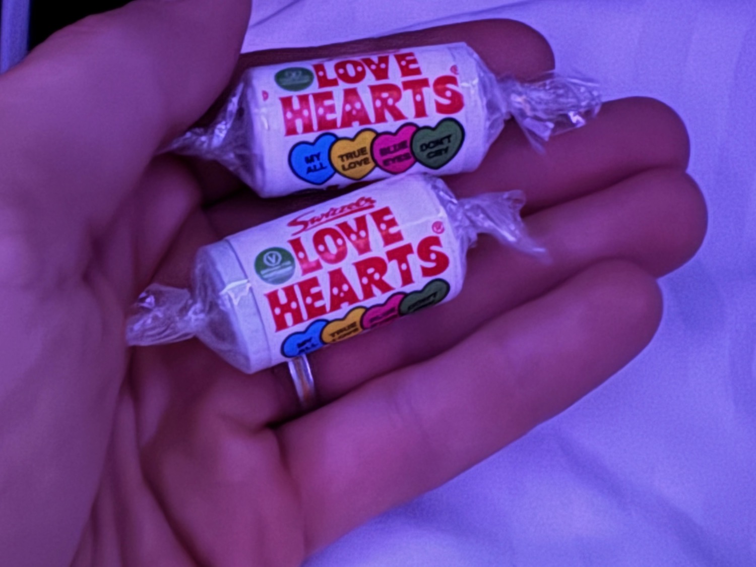 a hand holding two candy