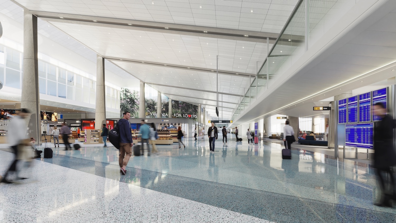 people walking in a large airport