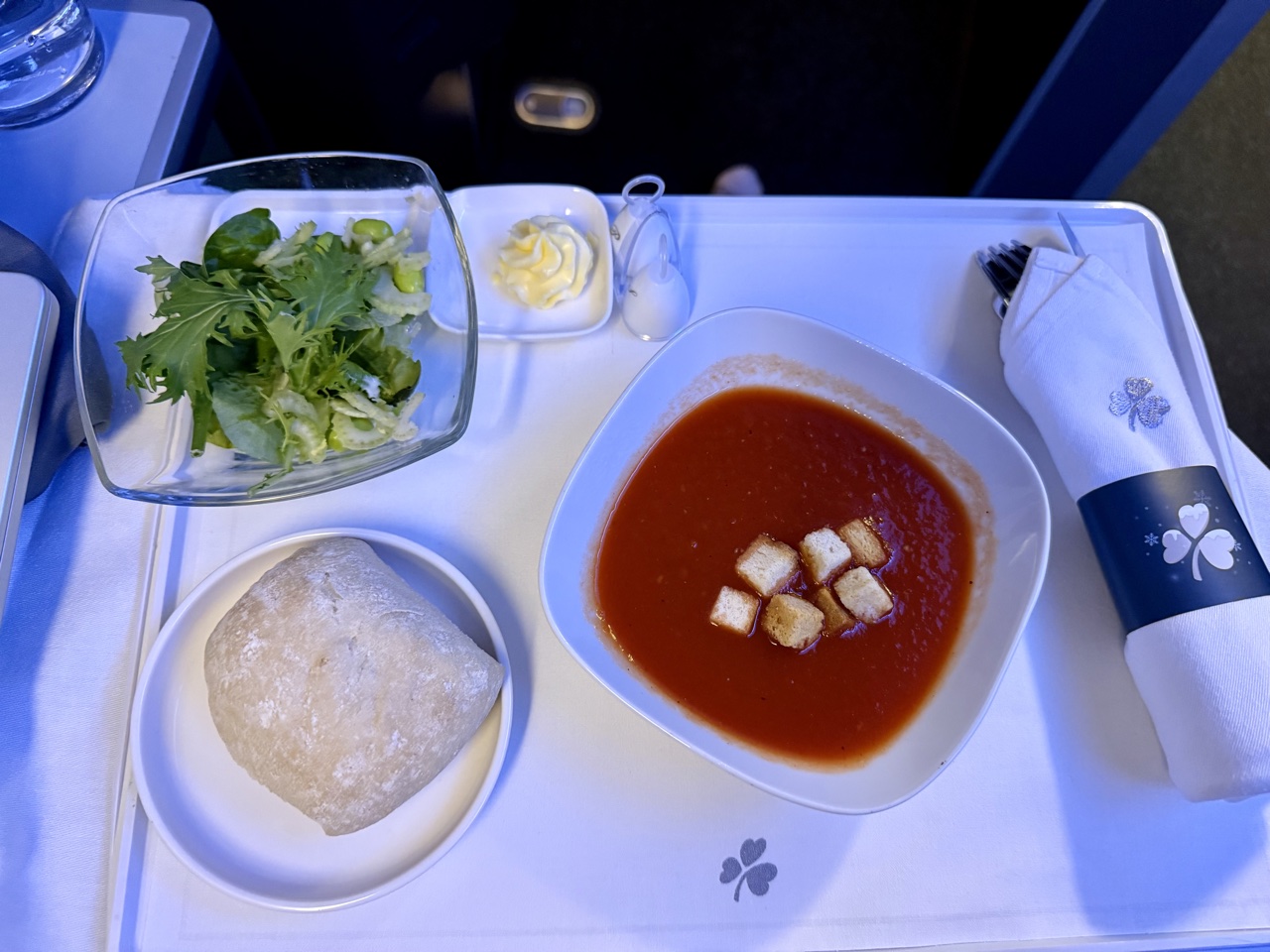 Aer Lingus business class tomato soup