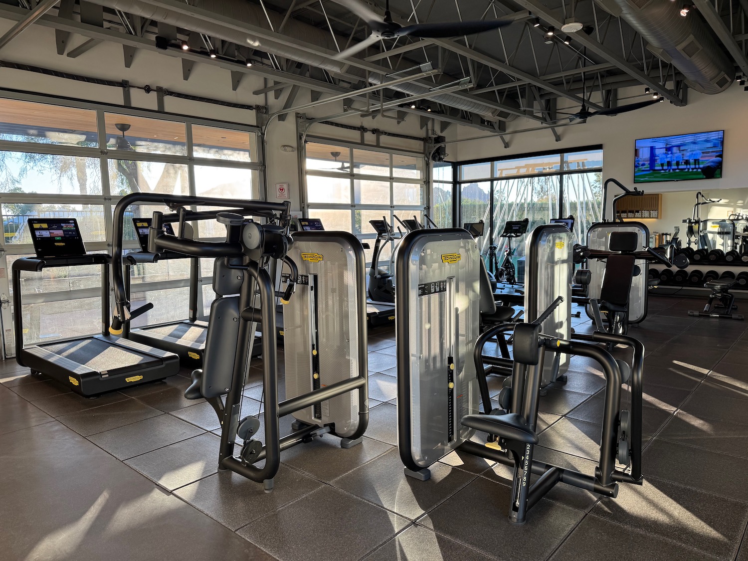 a gym with exercise equipment