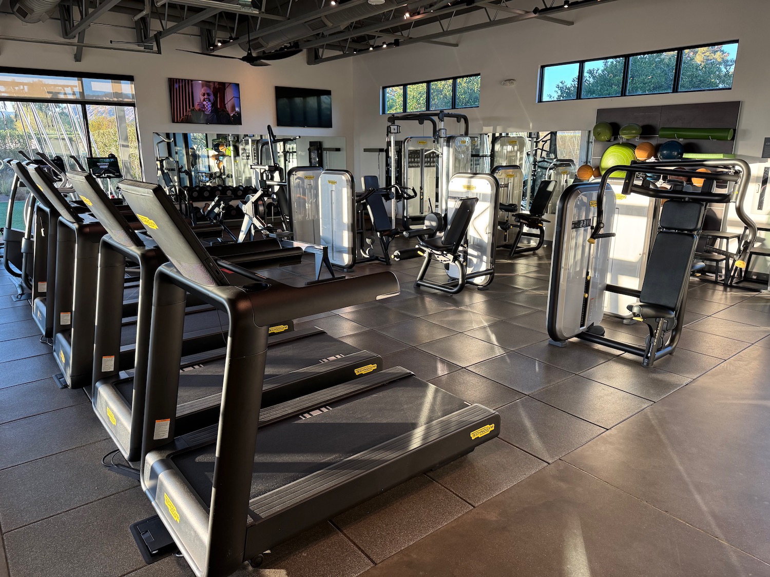 a gym with exercise equipment