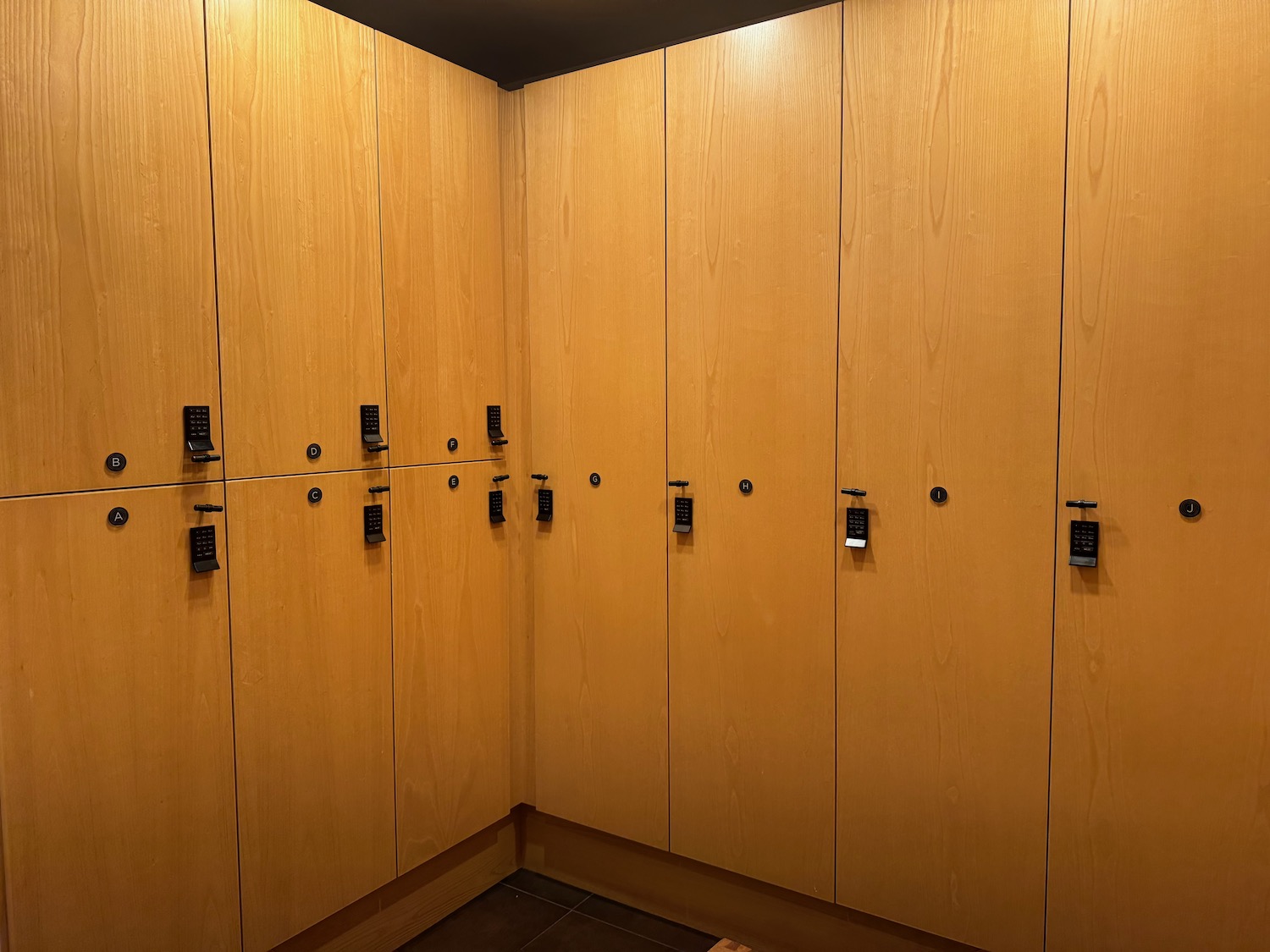 a locker room with many lockers