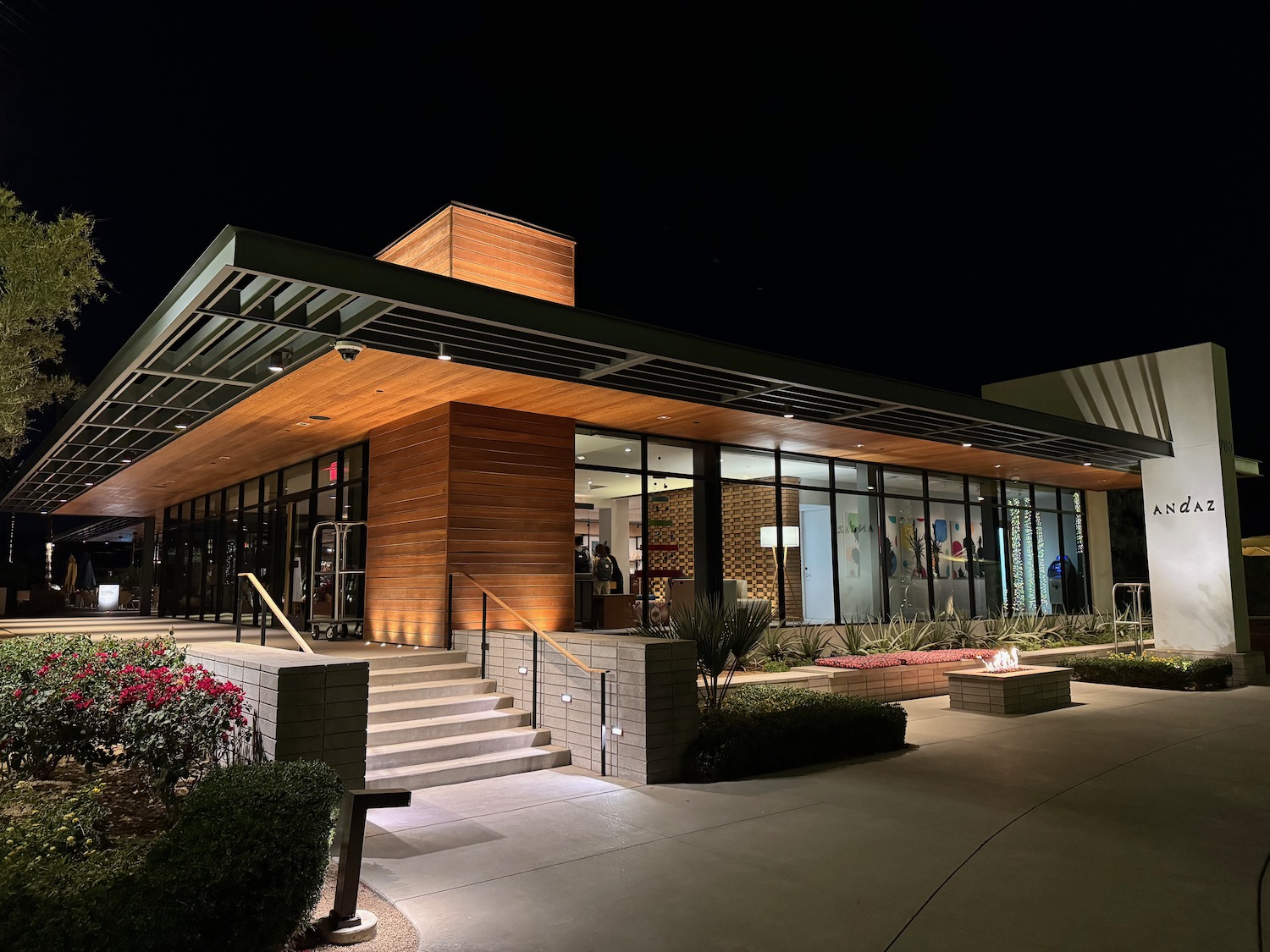 a building with a walkway and stairs