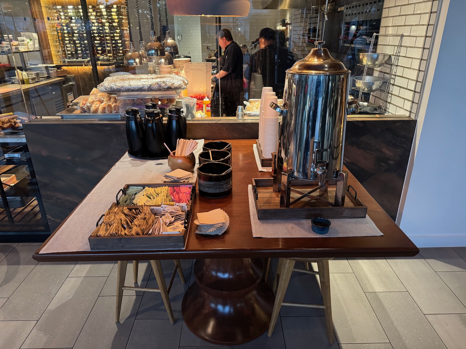 a table with food items on it