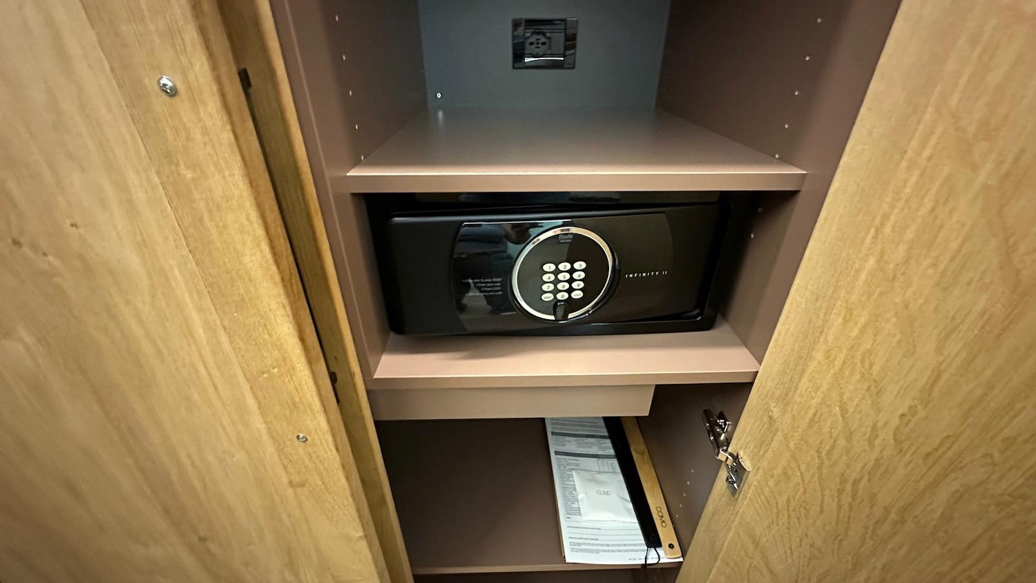 a safe in a cabinet