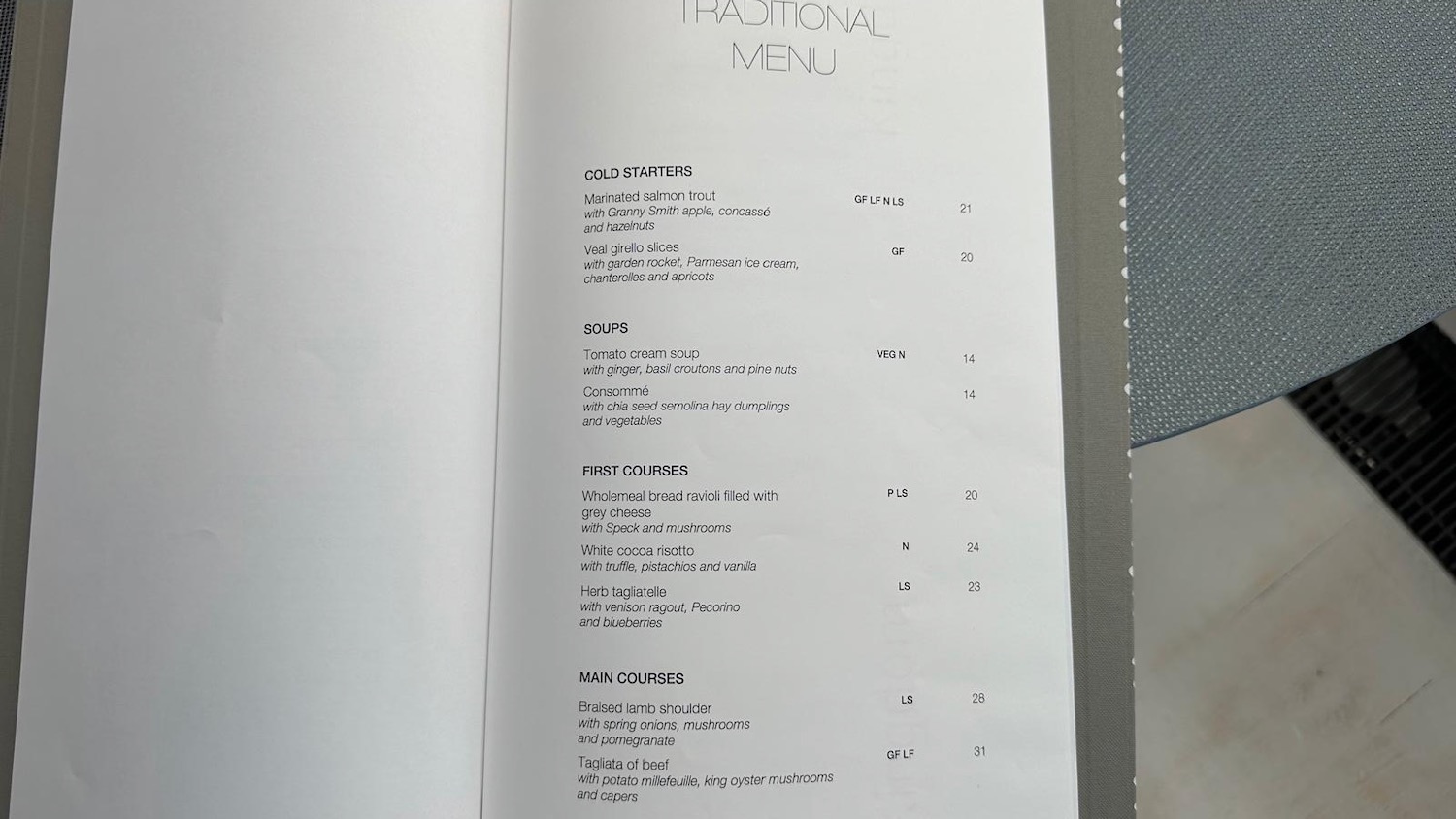 a menu of a restaurant