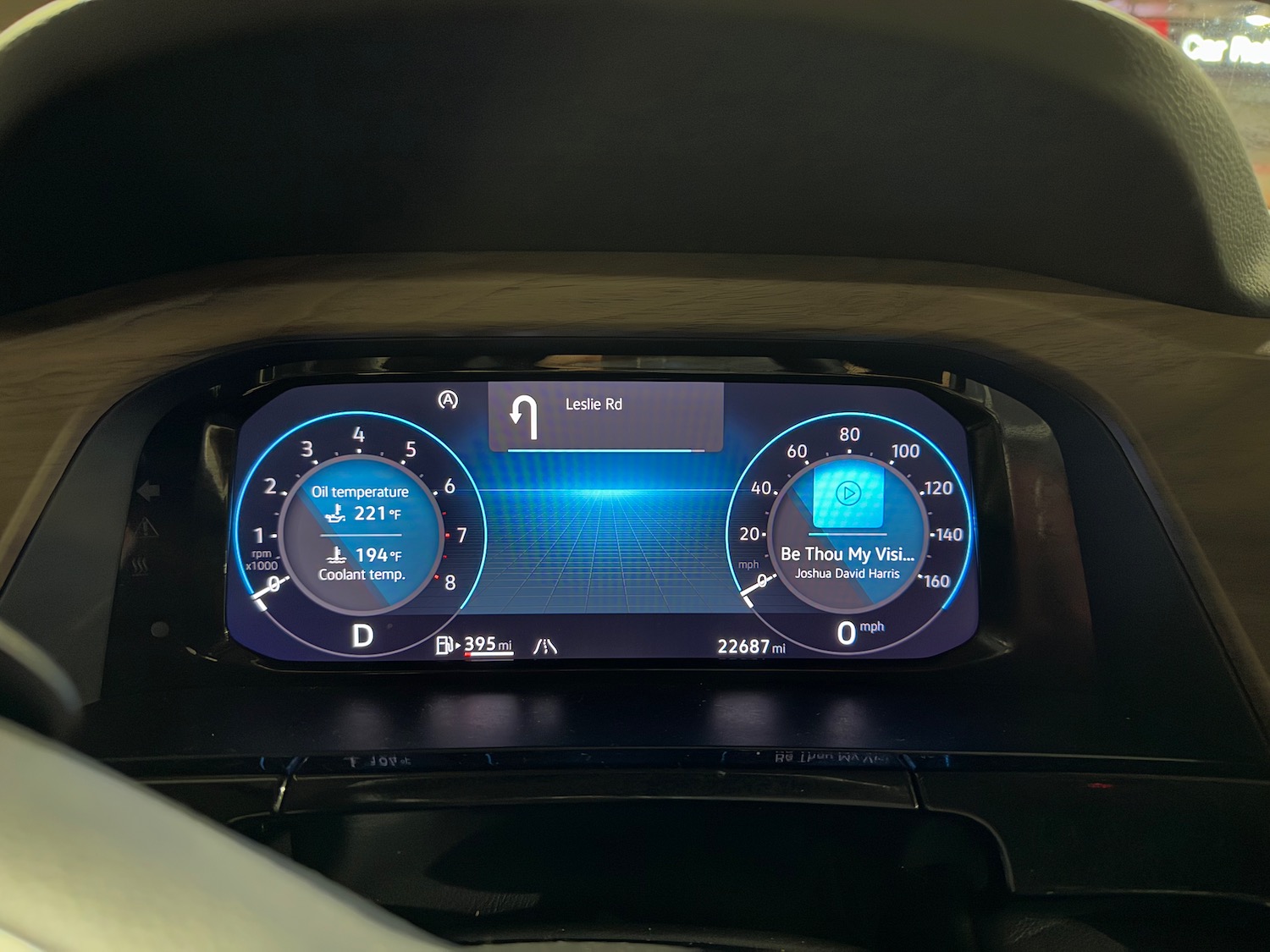 a digital display of a car